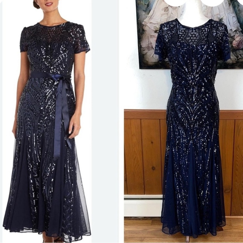 Elegant Navy Sequin Dress - Picture 1 of 1